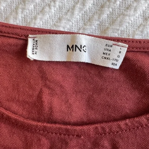 Mango - Ruffled Drop Waist - Rust Red / Maroon Dress - Picture 4 of 10